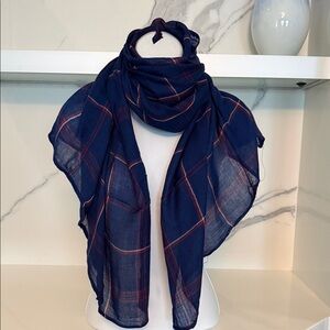 Navy Plaid Lightweight Women's Scarf